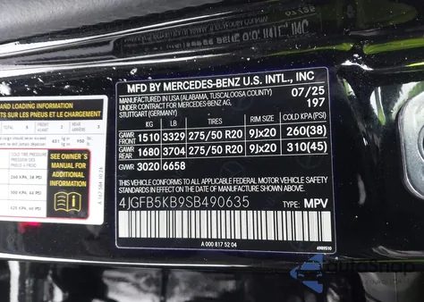 2025 Mercedes-Benz Gle 450 4Matic from USA, damaged, VIN 4JGFB5KB9SB490635